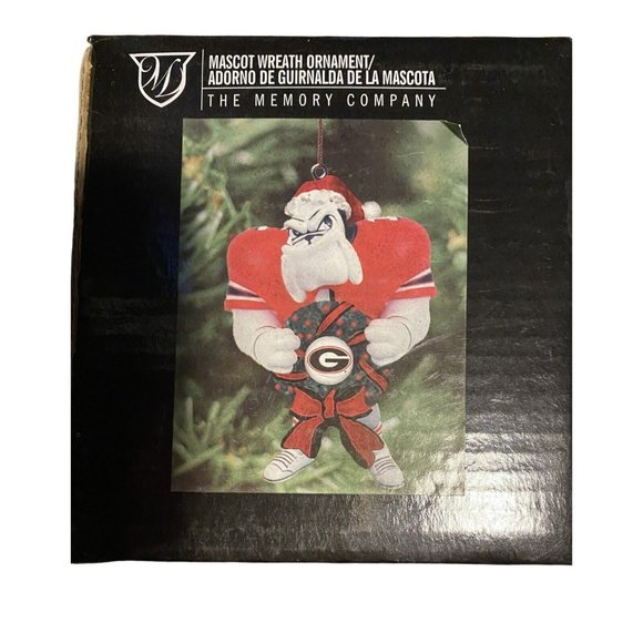 GEORGIA BULLDOGS MASCOT WREATH ORNAMENT NCAA 3.5 INCH ADORABLE CHRISTMAS NEW - Picture 1 of 5
